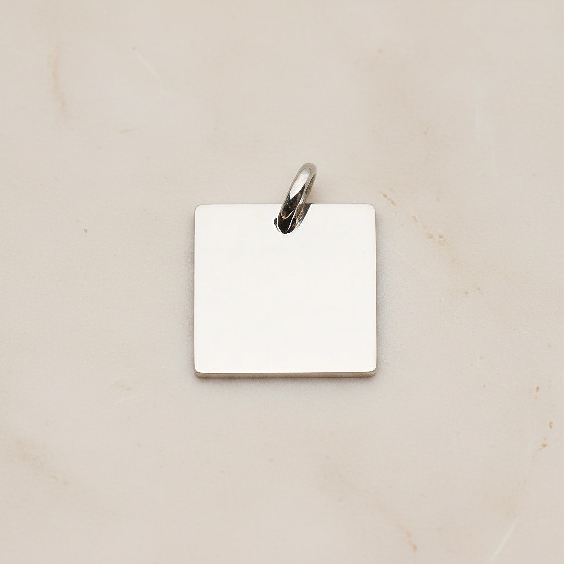 Square Surgical Steel 12mm Pendant, 2 Pc - Silver NO ENGRAVING (SG.003)