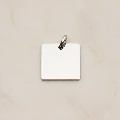Square Surgical Steel 12mm Pendant, 2 Pc - Silver NO ENGRAVING (SG.003)