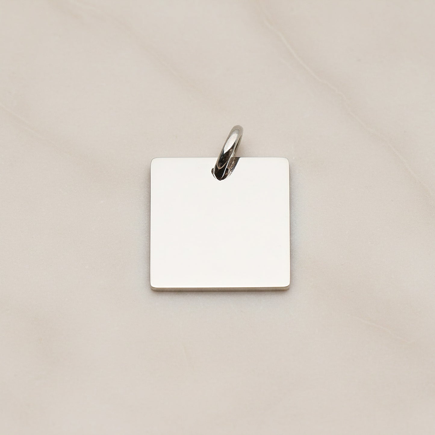 Square Surgical Steel 14mm Pendant, 2 Pc - Silver NO ENGRAVING (SG.004)