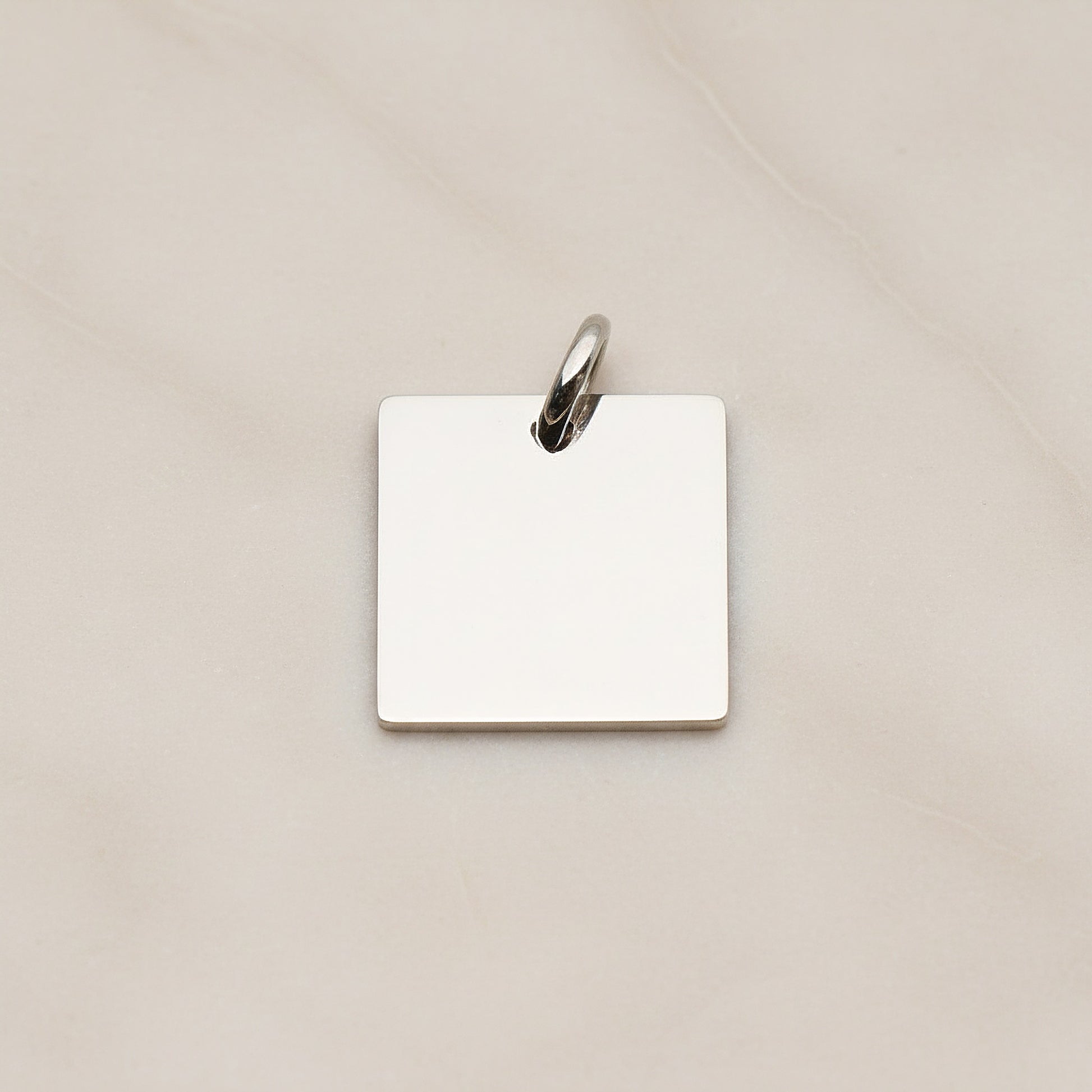Square Surgical Steel 14mm Pendant, 2 Pc - Silver NO ENGRAVING (SG.004)