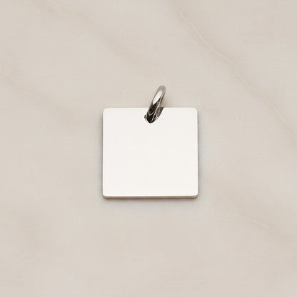 Square Surgical Steel 14mm Pendant, 2 Pc - Silver NO ENGRAVING (SG.004)