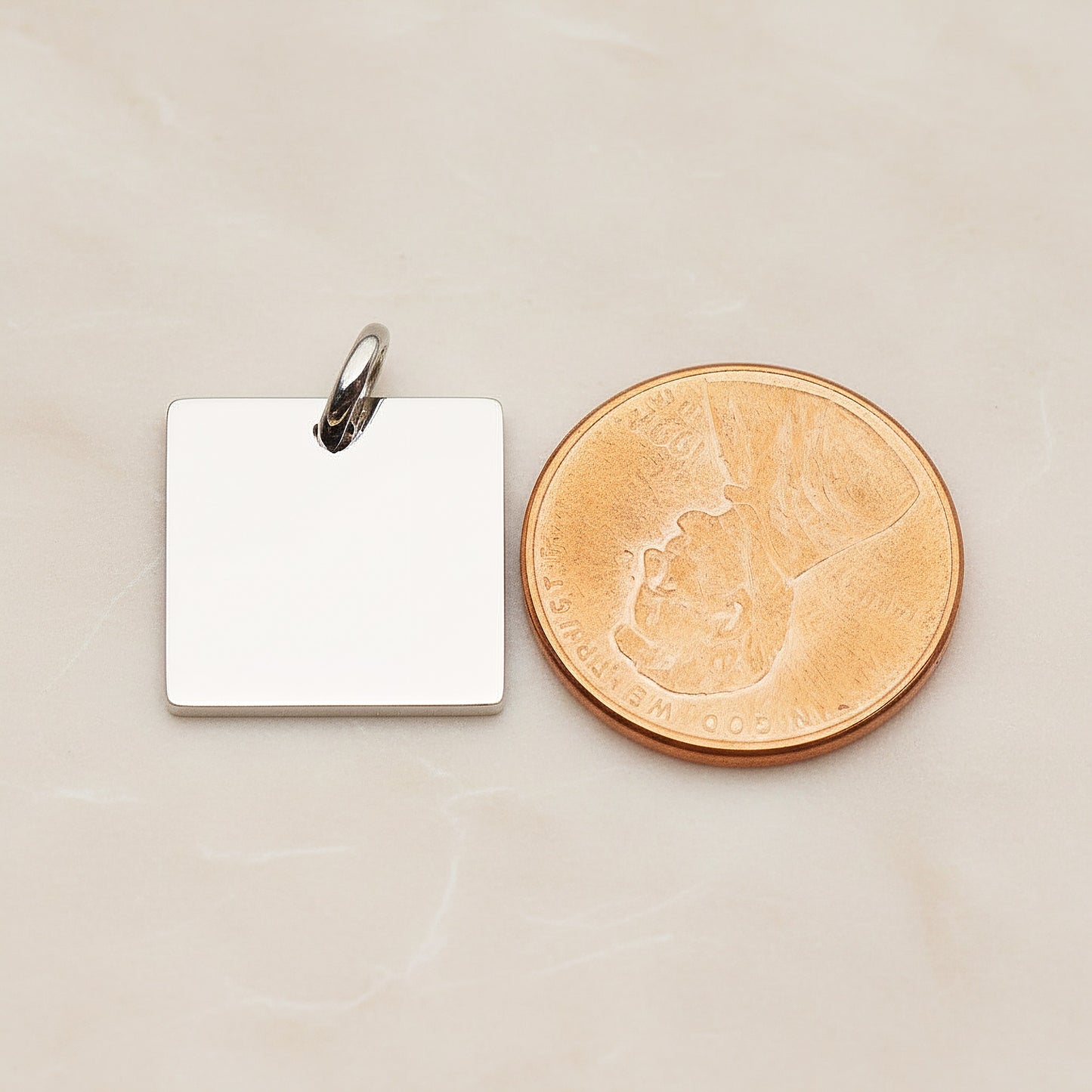 Square Surgical Steel 12mm Pendant, 2 Pc - detail view 1 (SG.003)