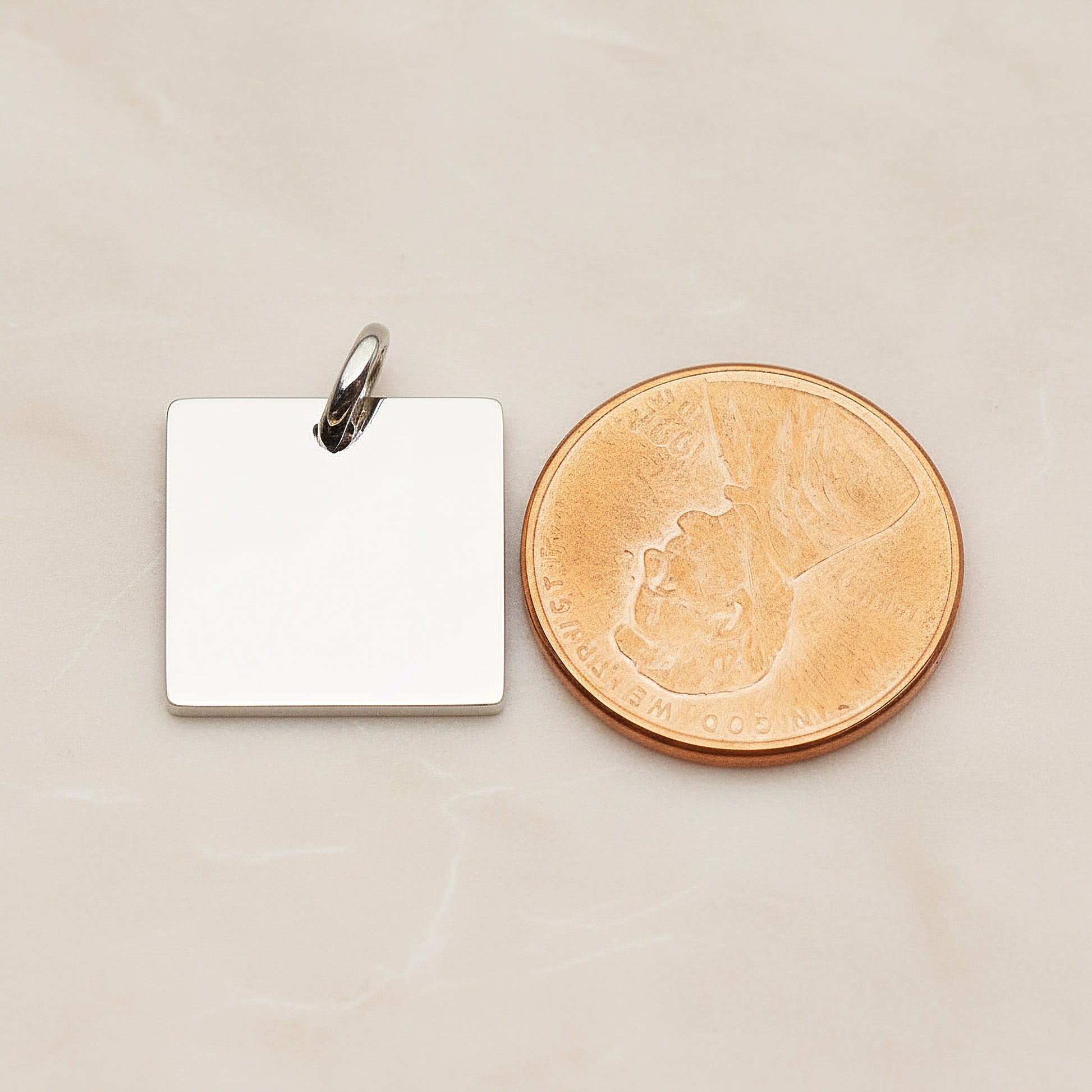 Square Surgical Steel 12mm Pendant, 2 Pc - detail view 1 (SG.003)