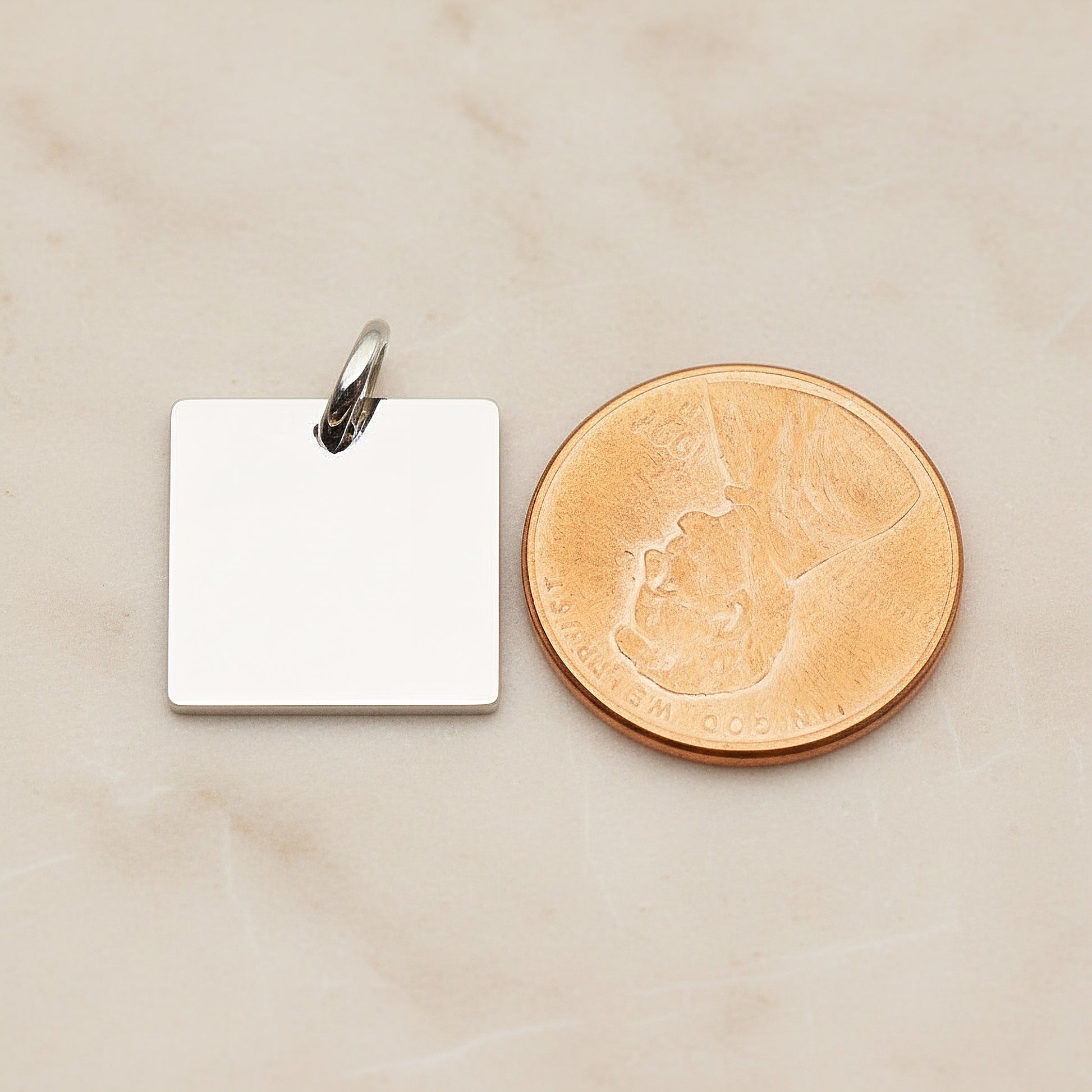 Square Surgical Steel 14mm Pendant, 2 Pc - detail view 1 (SG.004)