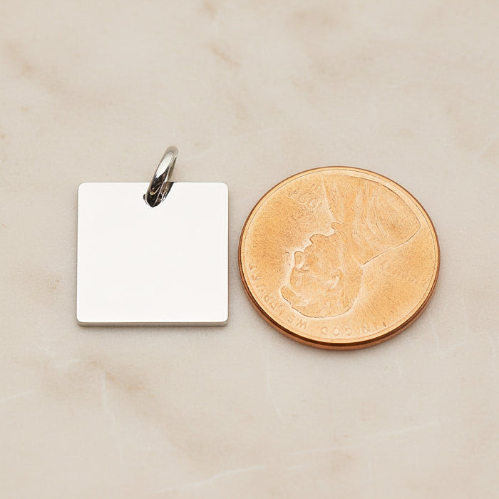 Square Surgical Steel 14mm Pendant, 2 Pc - detail view 1 (SG.004)
