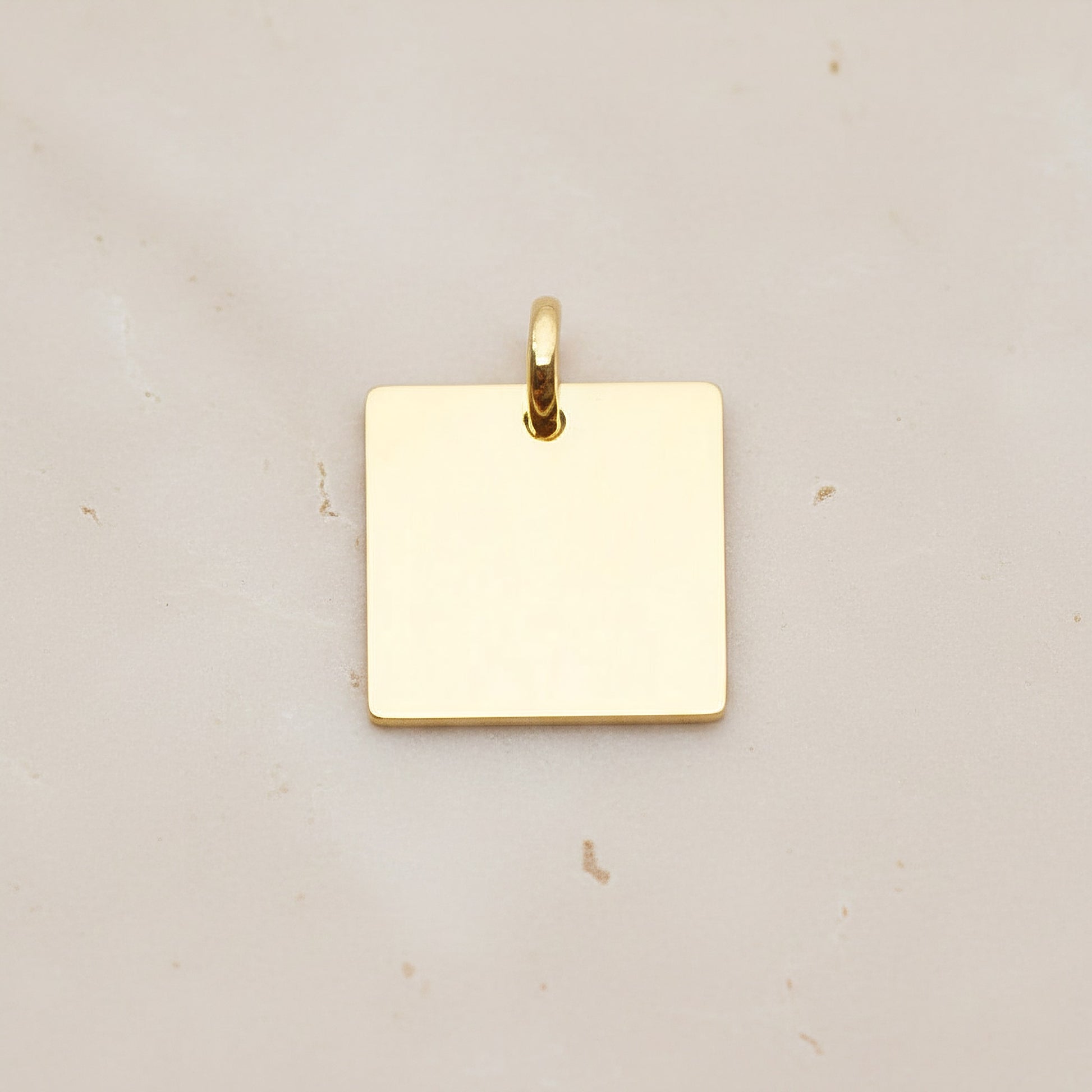 Square Surgical Steel 12mm Pendant, 2 Pc - Gold NO ENGRAVING (SG.003)