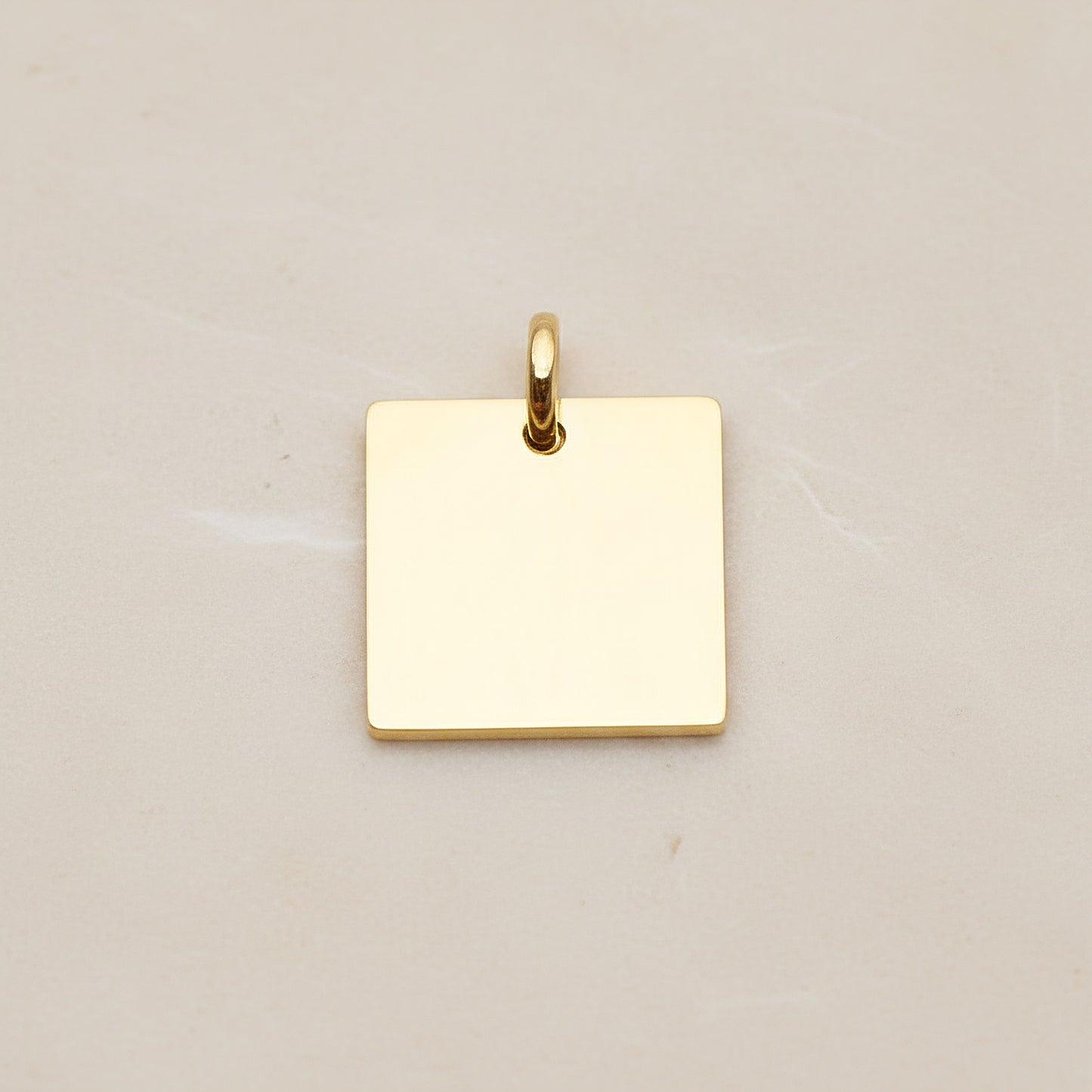 Square Surgical Steel 14mm Pendant, 2 Pc - Gold NO ENGRAVING (SG.004)