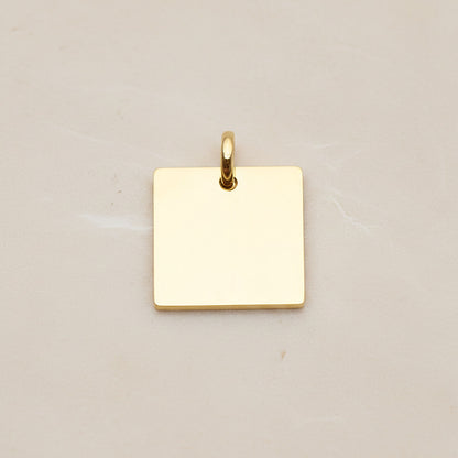 Square Surgical Steel 14mm Pendant, 2 Pc - Gold NO ENGRAVING (SG.004)