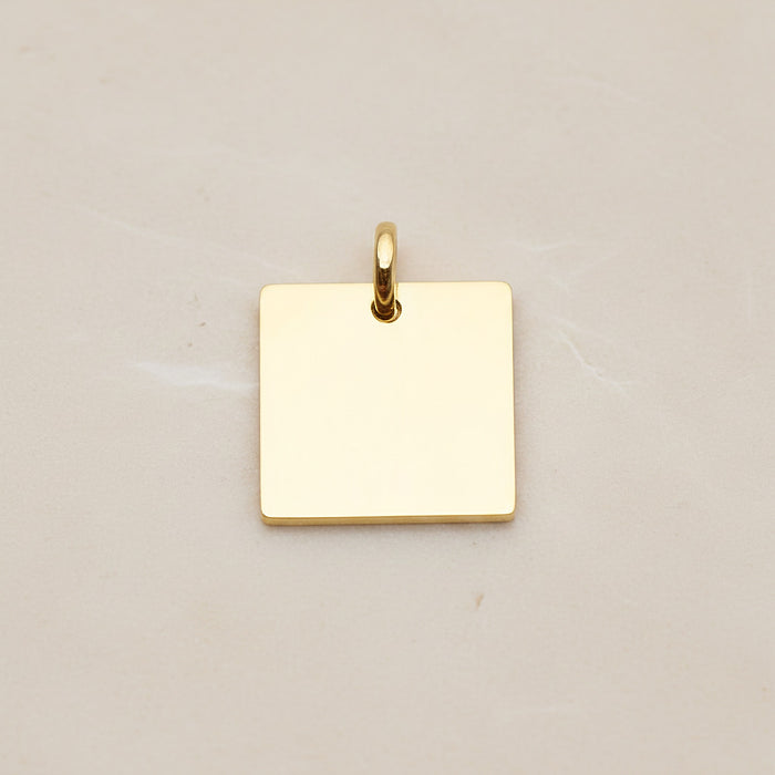 Square Surgical Steel 14mm Pendant, 2 Pc - Gold NO ENGRAVING (SG.004)