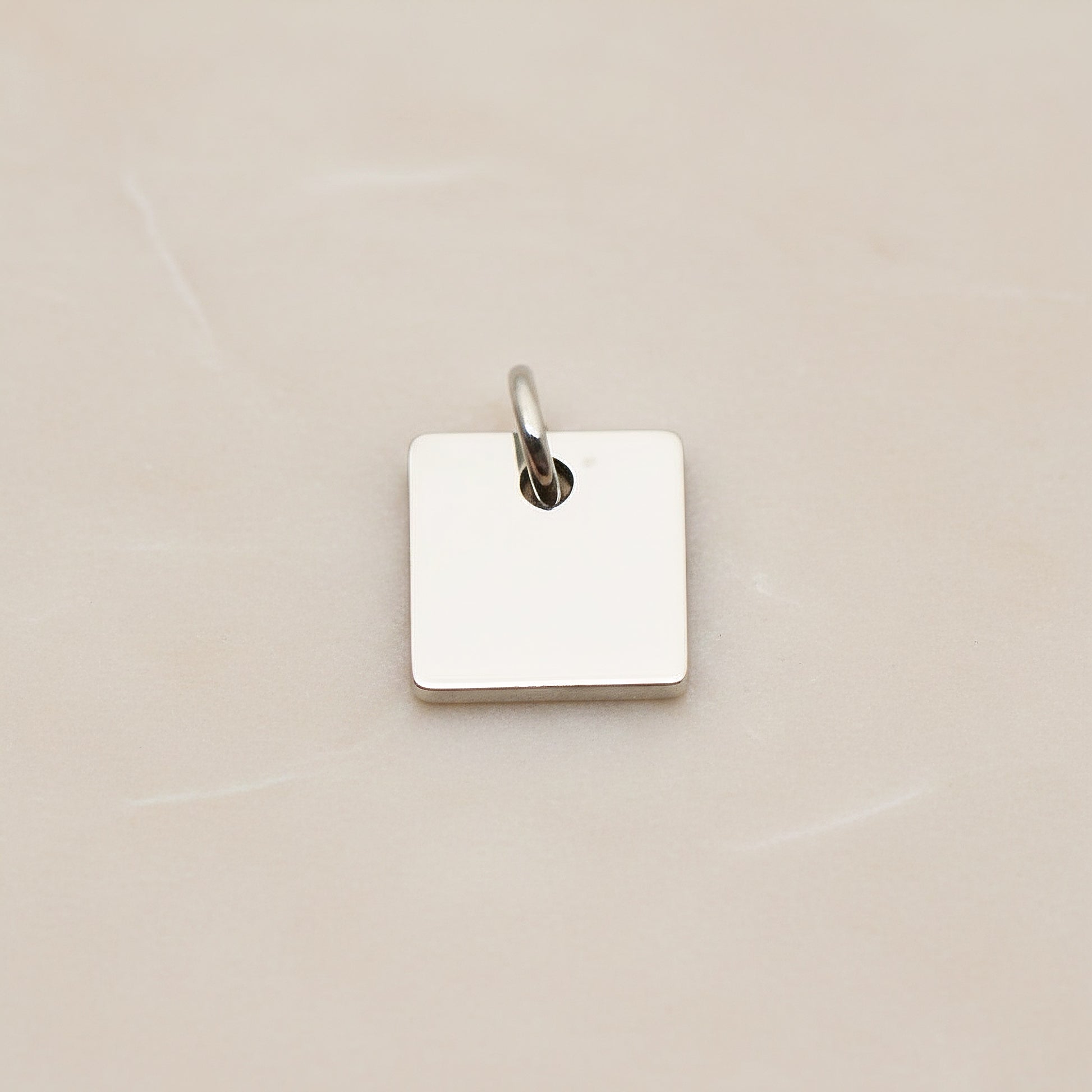 Square Surgical Steel 8mm Pendant, 2 Pc - Silver NO ENGRAVING (SG.002)