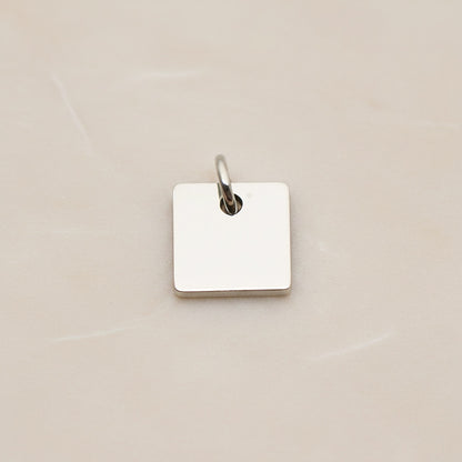 Square Surgical Steel 8mm Pendant, 2 Pc - Silver NO ENGRAVING (SG.002)