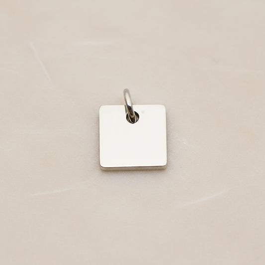 Square Surgical Steel 8mm Pendant, 2 Pc - Silver NO ENGRAVING (SG.002)