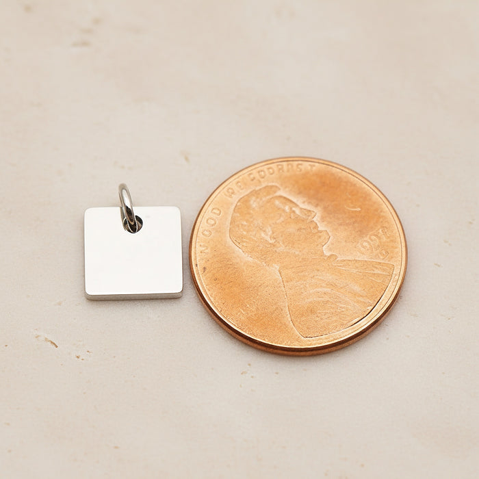 Square Surgical Steel 8mm Pendant, 2 Pc - detail view 1 (SG.002)