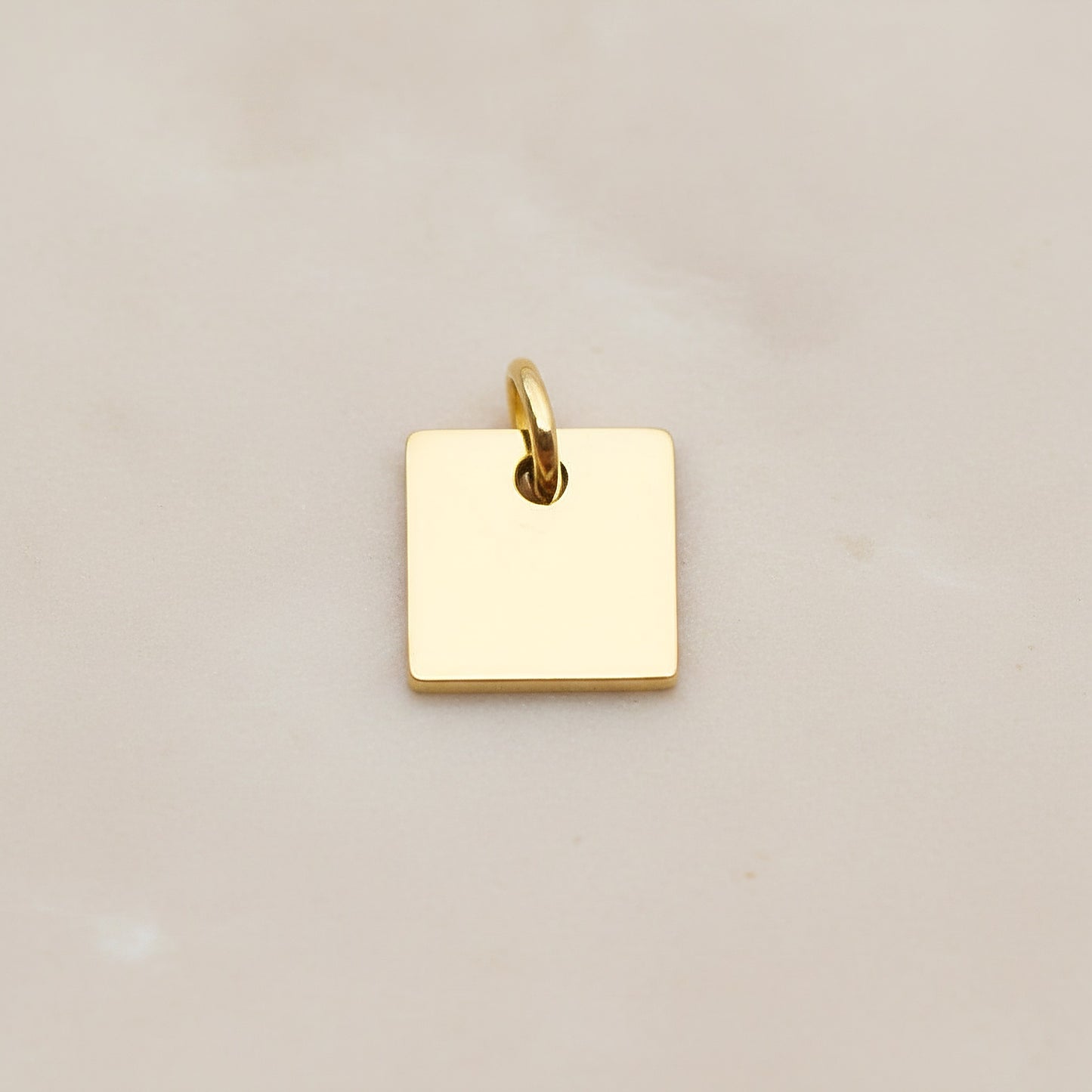 Square Surgical Steel 8mm Pendant, 2 Pc - Gold NO ENGRAVING (SG.002)