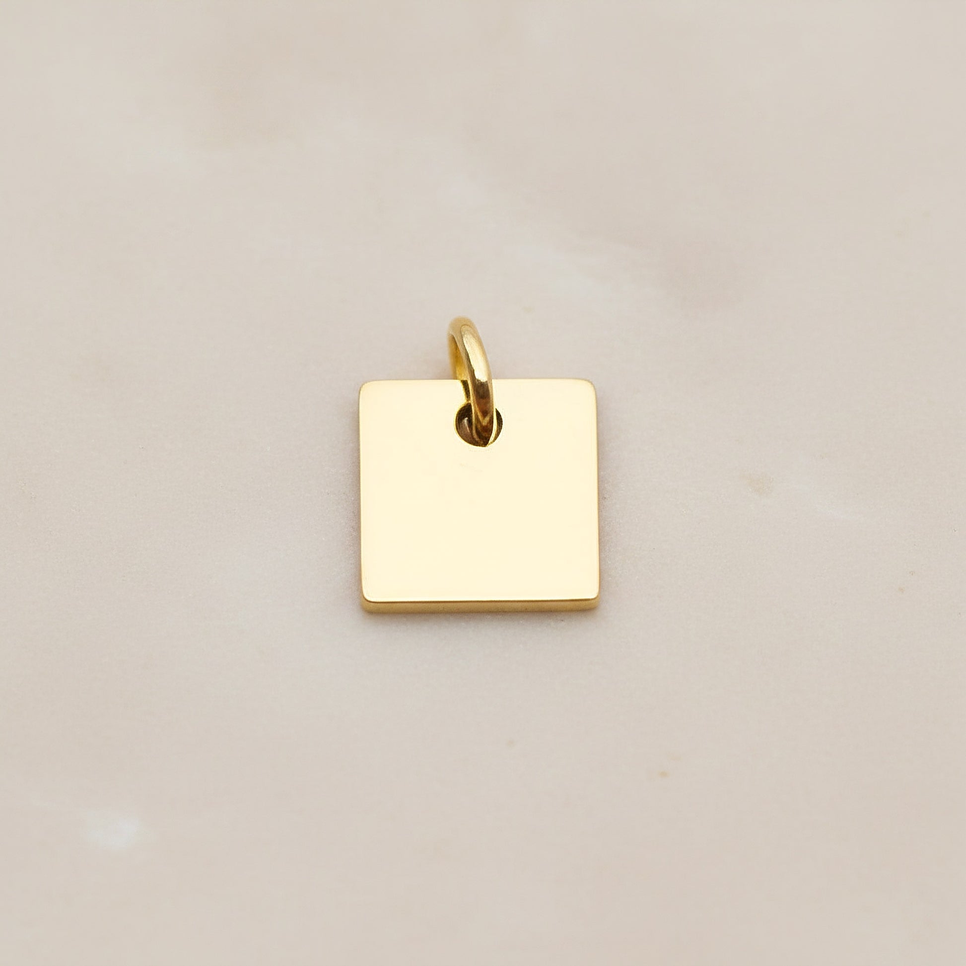 Square Surgical Steel 8mm Pendant, 2 Pc - Gold NO ENGRAVING (SG.002)