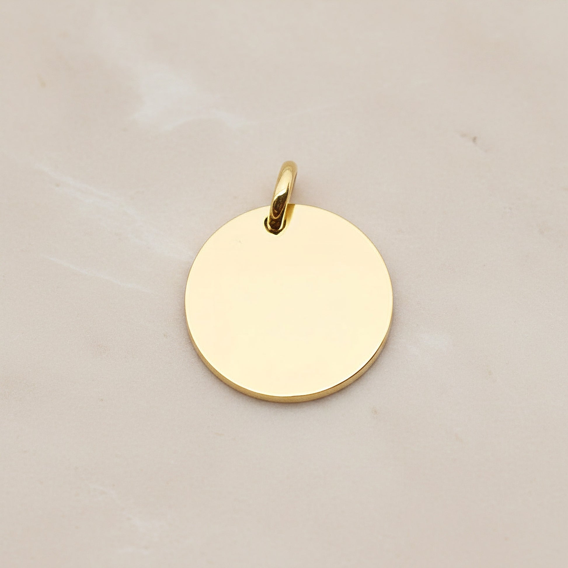 Round Surgical Steel 16mm Pendant, 2 Pc - Gold NO ENGRAVING (SG.013)