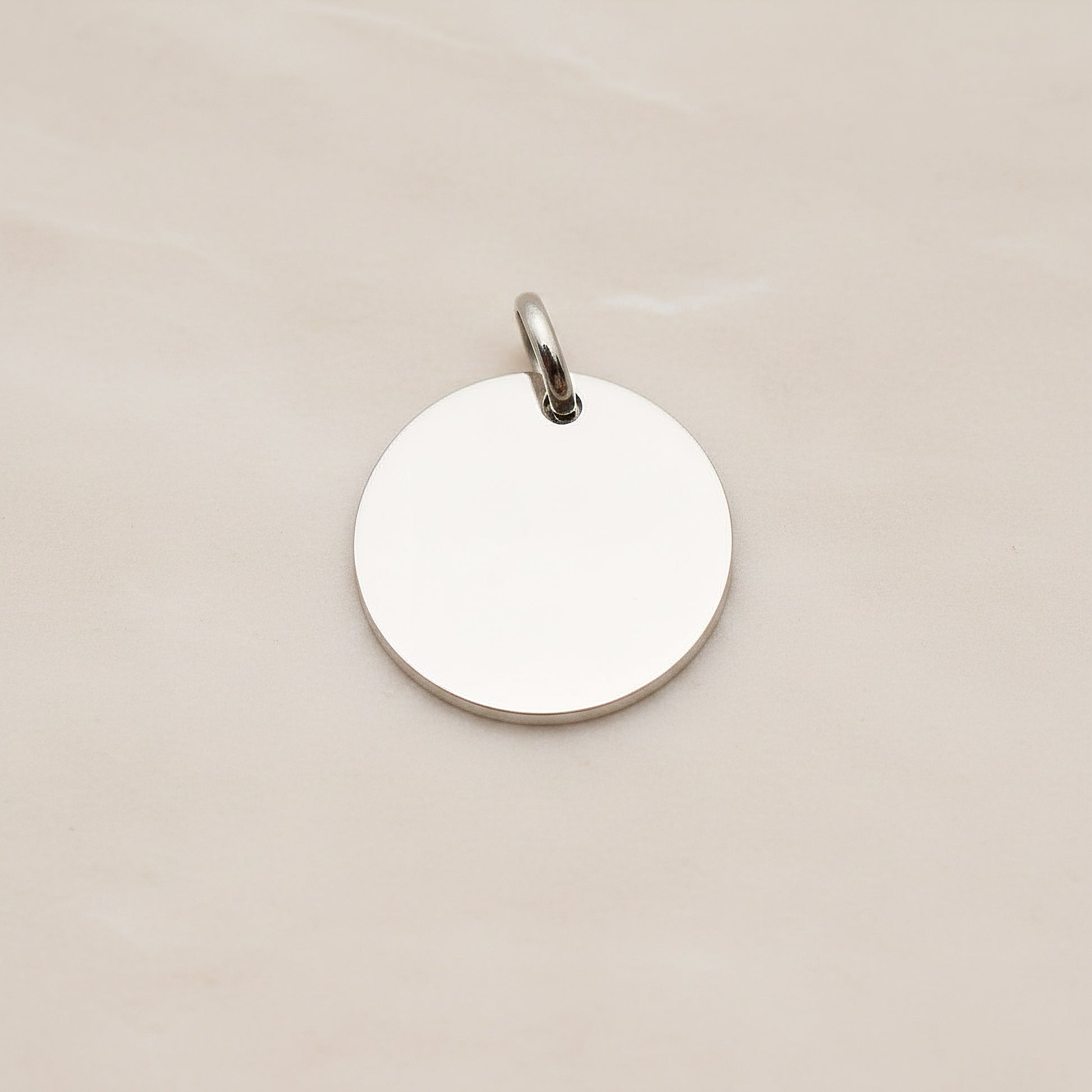 Round Surgical Steel 16mm Pendant, 2 Pc - Silver NO ENGRAVING (SG.013)