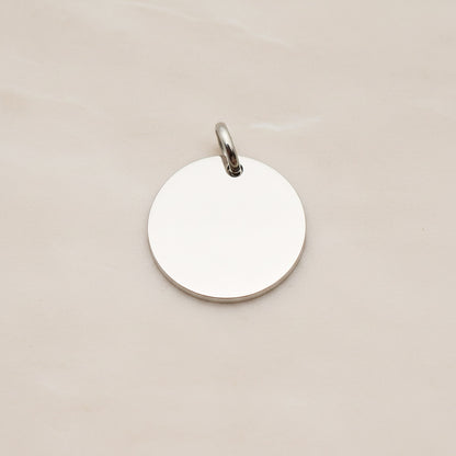 Round Surgical Steel 16mm Pendant, 2 Pc - Silver NO ENGRAVING (SG.013)