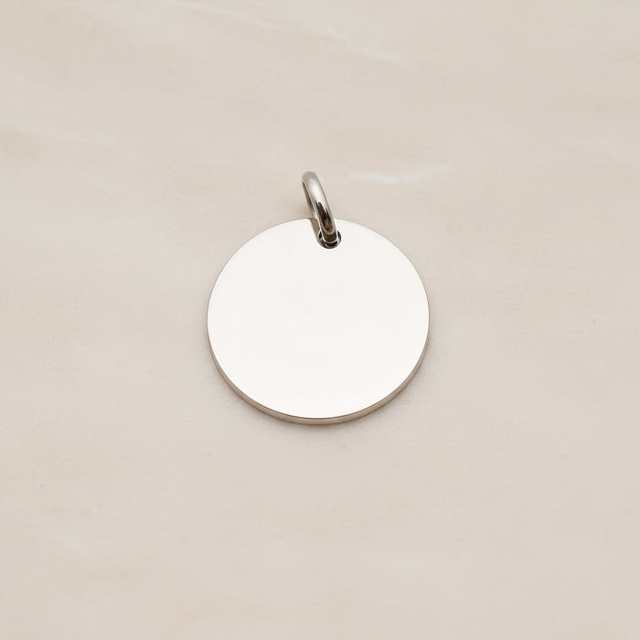 Round Surgical Steel 16mm Pendant, 2 Pc - Silver NO ENGRAVING (SG.013)