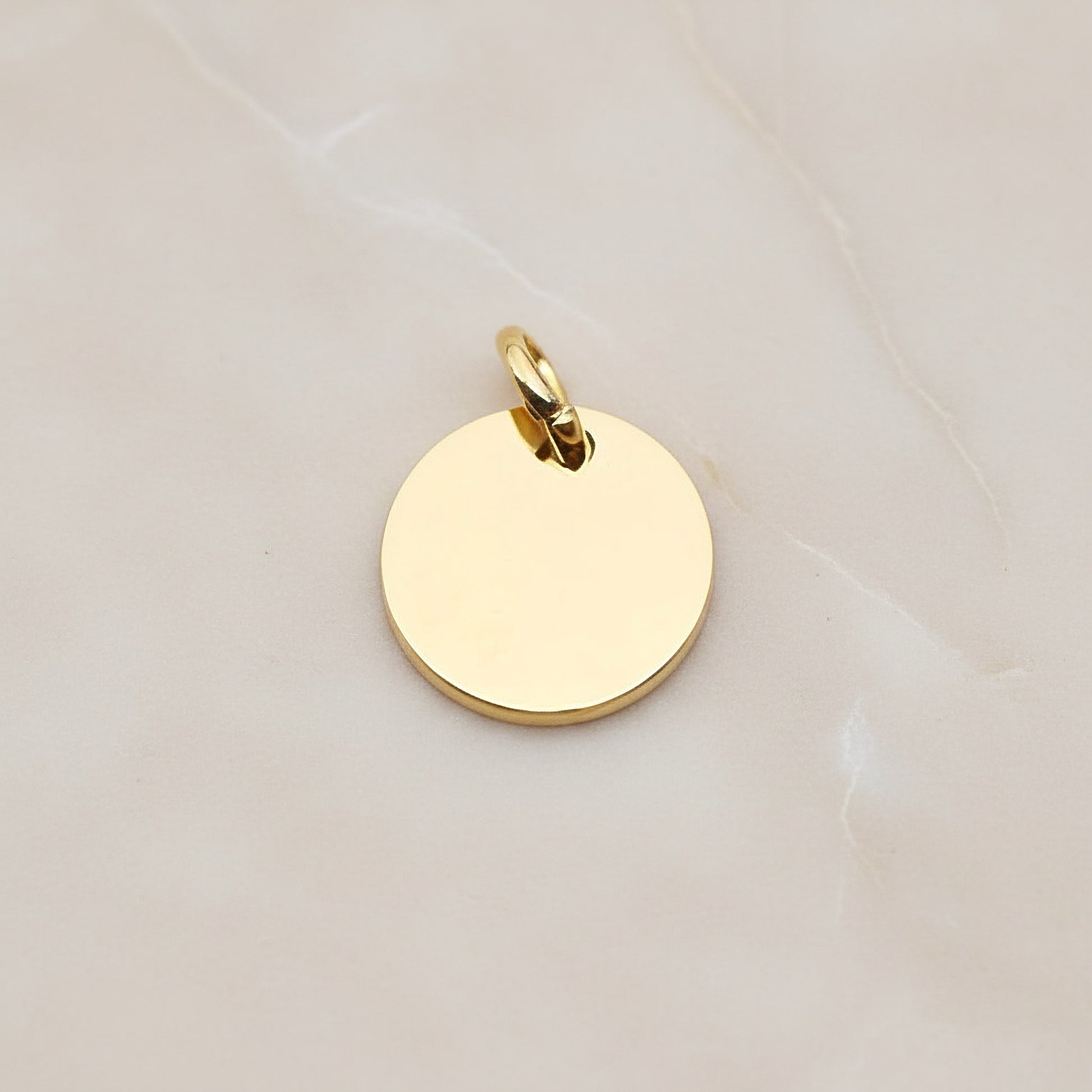 Round Surgical Steel 14mm Pendant, 2 Pc - Gold NO ENGRAVING (SG.012)