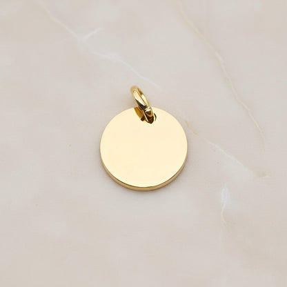Round Surgical Steel 14mm Pendant, 2 Pc - Gold NO ENGRAVING (SG.012)