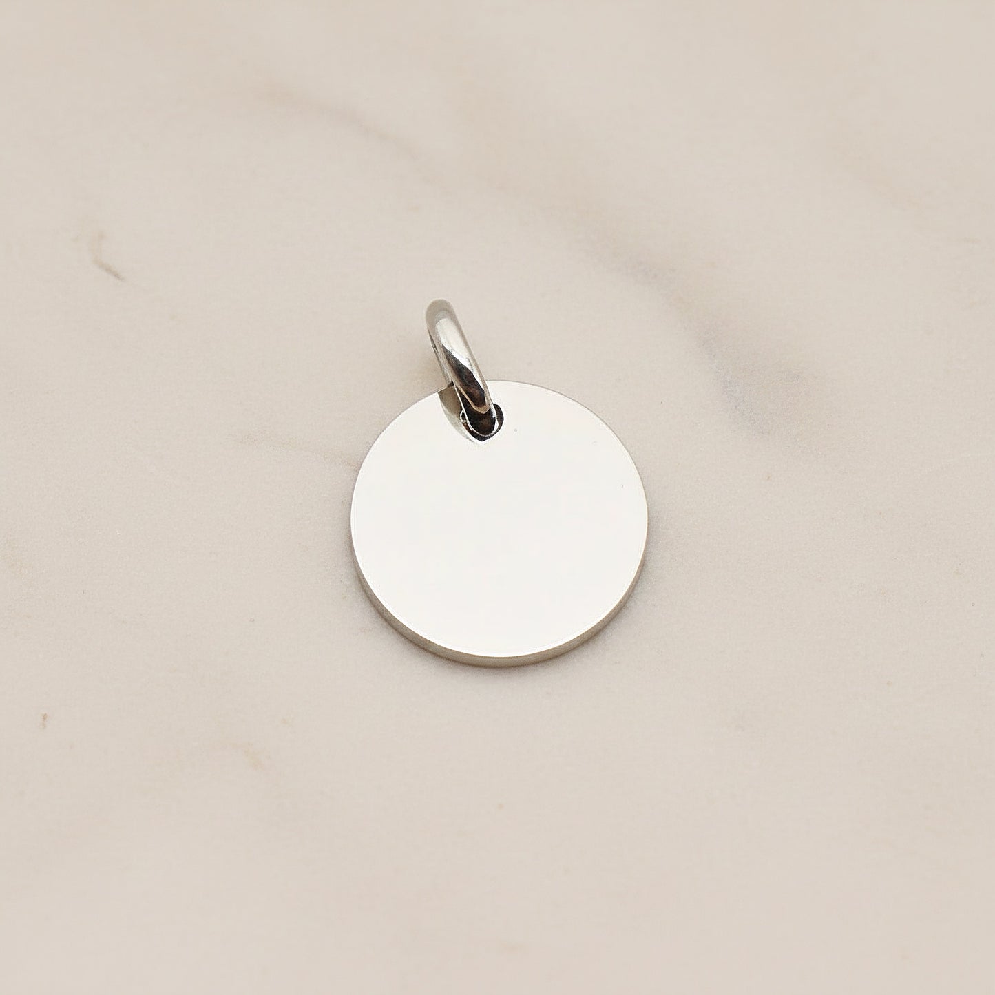 Round Surgical Steel 14mm Pendant, 2 Pc - Silver NO ENGRAVING (SG.012)