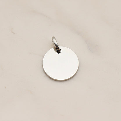 Round Surgical Steel 14mm Pendant, 2 Pc - Silver NO ENGRAVING (SG.012)