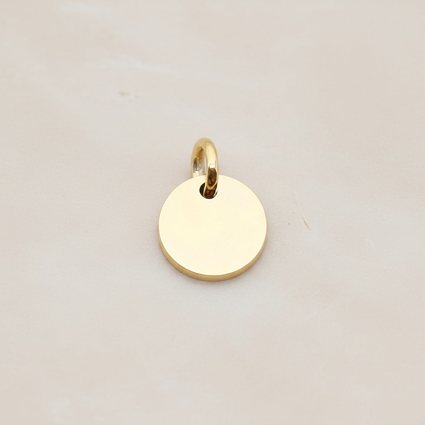 Round Surgical Steel 12mm Pendant, 2 Pc - Gold NO ENGRAVING (SG.011)