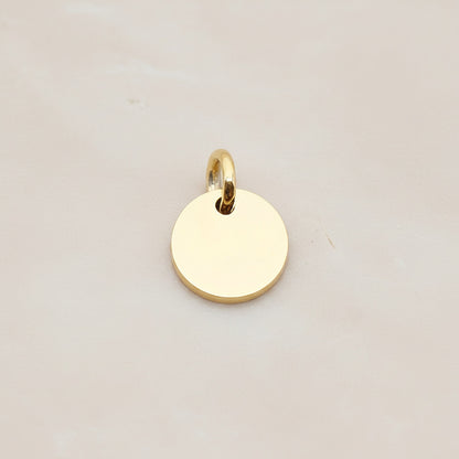 Round Surgical Steel 12mm Pendant, 2 Pc - Gold NO ENGRAVING (SG.011)