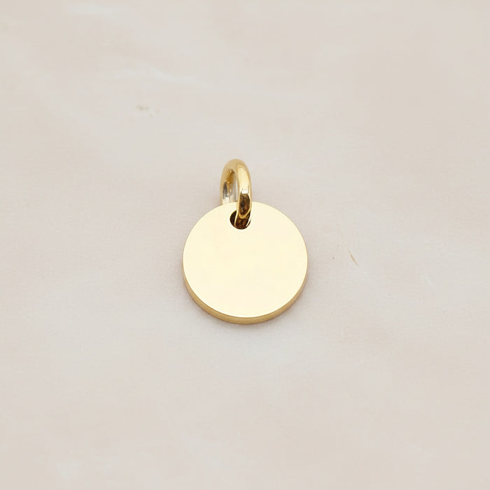 Round Surgical Steel 12mm Pendant, 2 Pc - Gold NO ENGRAVING (SG.011)