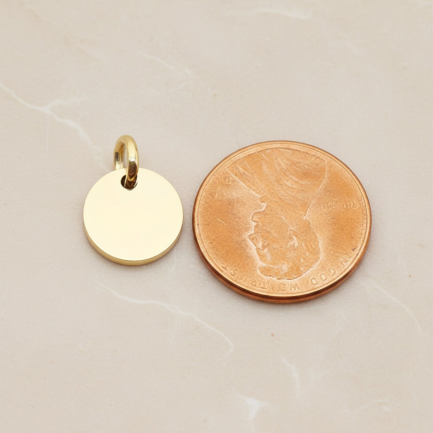 Round Surgical Steel 12mm Pendant, 2 Pc - detail view 1 (SG.011)