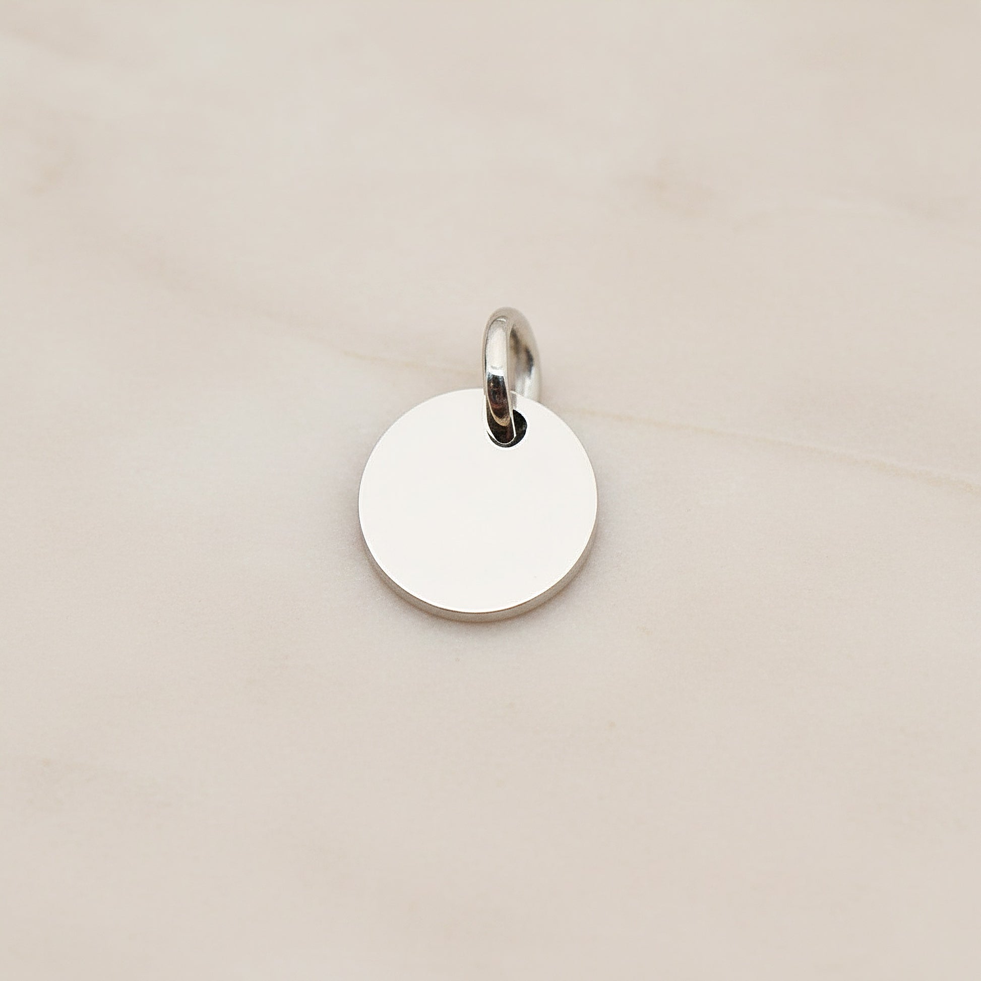 Round Surgical Steel 12mm Pendant, 2 Pc - Silver NO ENGRAVING (SG.011)