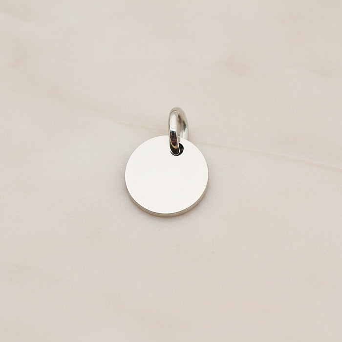 Round Surgical Steel 12mm Pendant, 2 Pc - Silver NO ENGRAVING (SG.011)