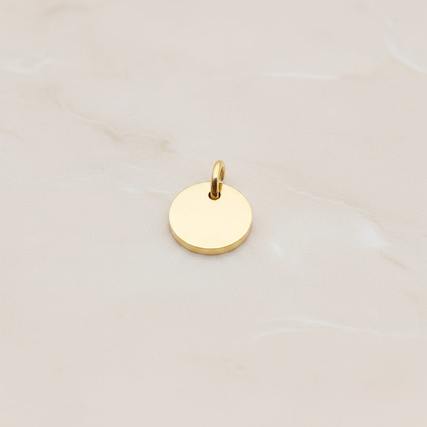 Round Surgical Steel 8mm Pendant, 2 Pc - Gold NO ENGRAVING (SG.010)