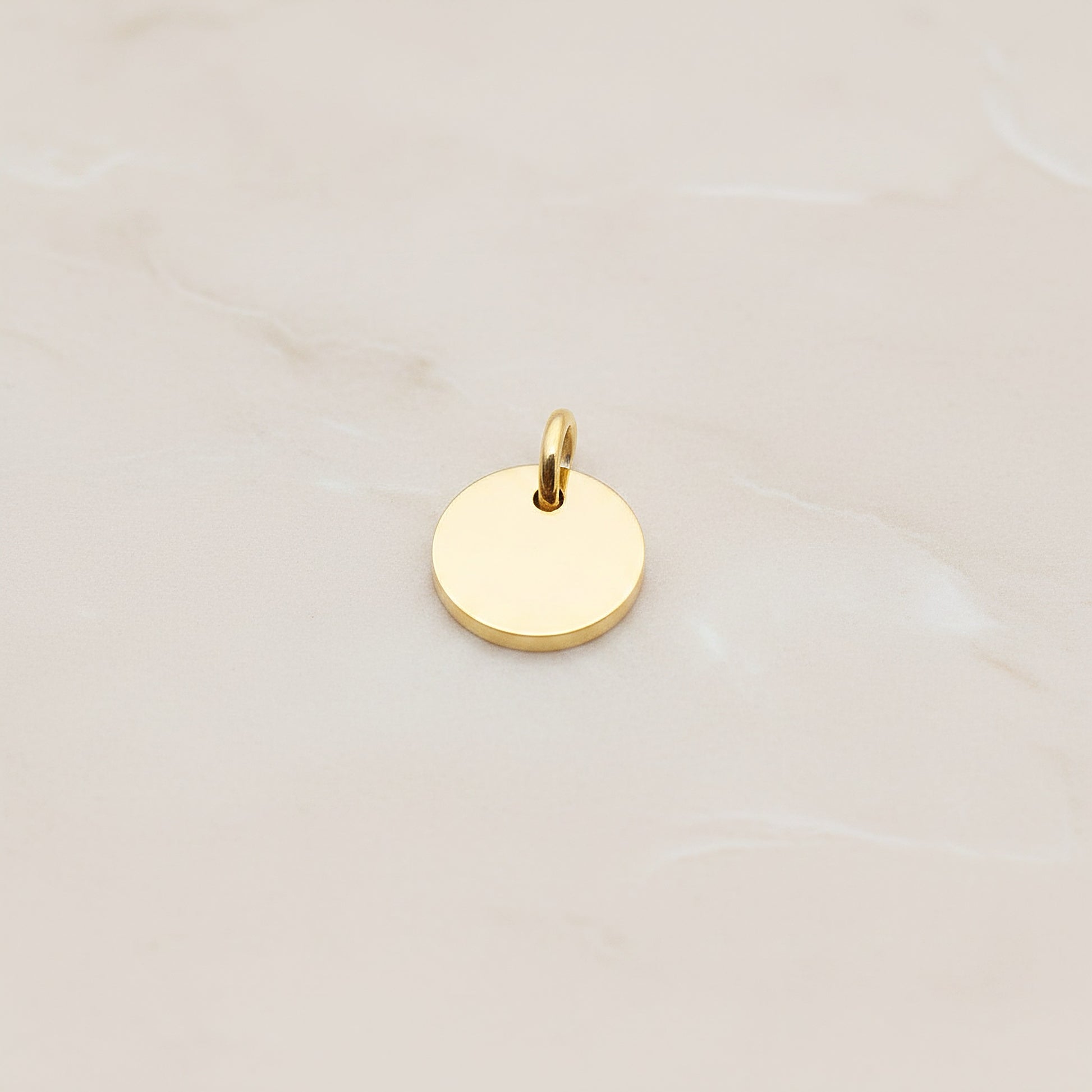 Round Surgical Steel 8mm Pendant, 2 Pc - Gold NO ENGRAVING (SG.010)