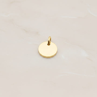 Round Surgical Steel 8mm Pendant, 2 Pc - Gold NO ENGRAVING (SG.010)