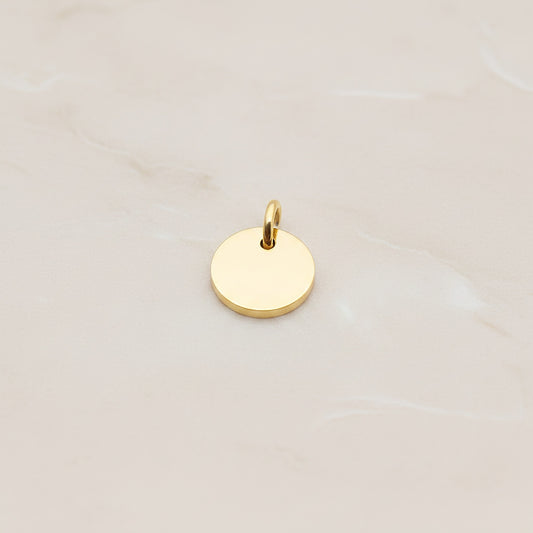 Round Surgical Steel 8mm Pendant, 2 Pc - Gold NO ENGRAVING (SG.010)