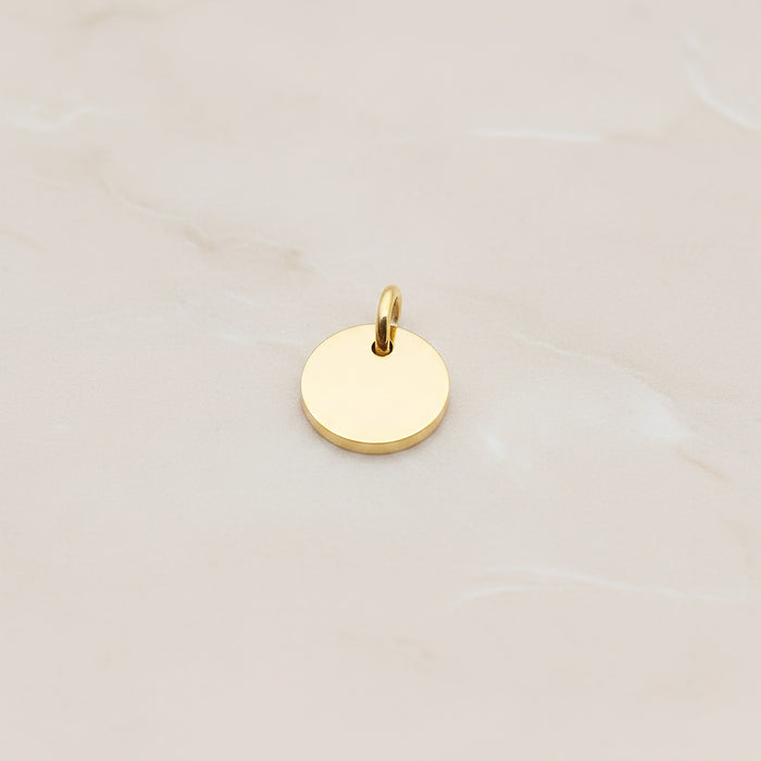 Round Surgical Steel 8mm Pendant, 2 Pc - Gold NO ENGRAVING (SG.010)