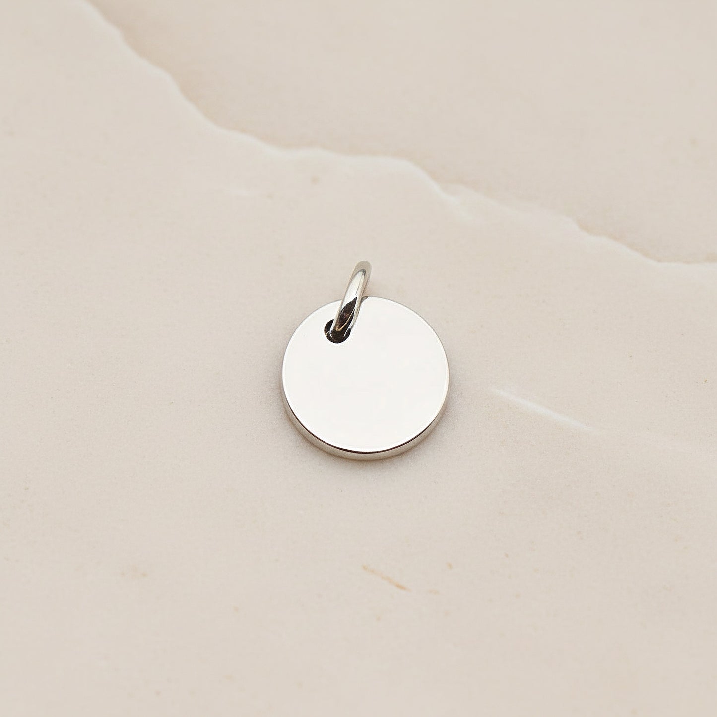 Round Surgical Steel 8mm Pendant, 2 Pc - Silver NO ENGRAVING (SG.010)