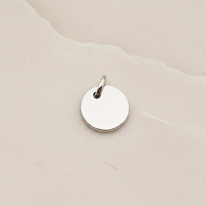 Round Surgical Steel 8mm Pendant, 2 Pc - Silver NO ENGRAVING (SG.010)