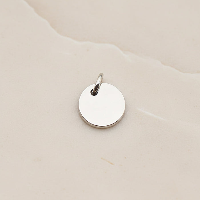 Round Surgical Steel 8mm Pendant, 2 Pc - Silver NO ENGRAVING (SG.010)