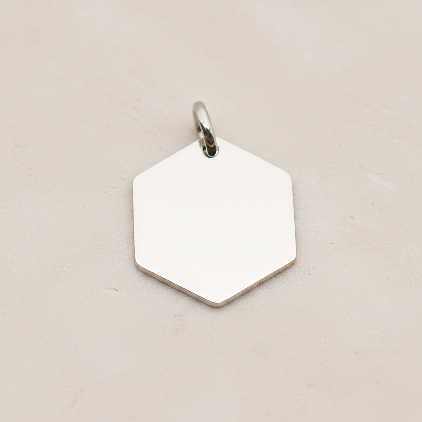 Hexagon Surgical Steel 16mm Pendant, 2 Pc - Silver NO ENGRAVING (SG.017)