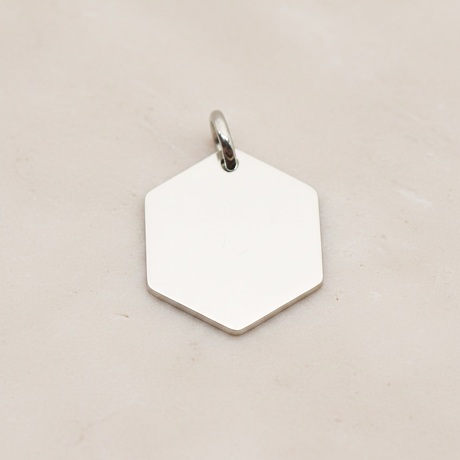 Hexagon Surgical Steel 16mm Pendant, 2 Pc - Silver NO ENGRAVING (SG.017)