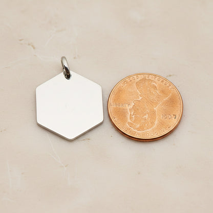 Hexagon Surgical Steel 16mm Pendant, 2 Pc - detail view 1 (SG.017)