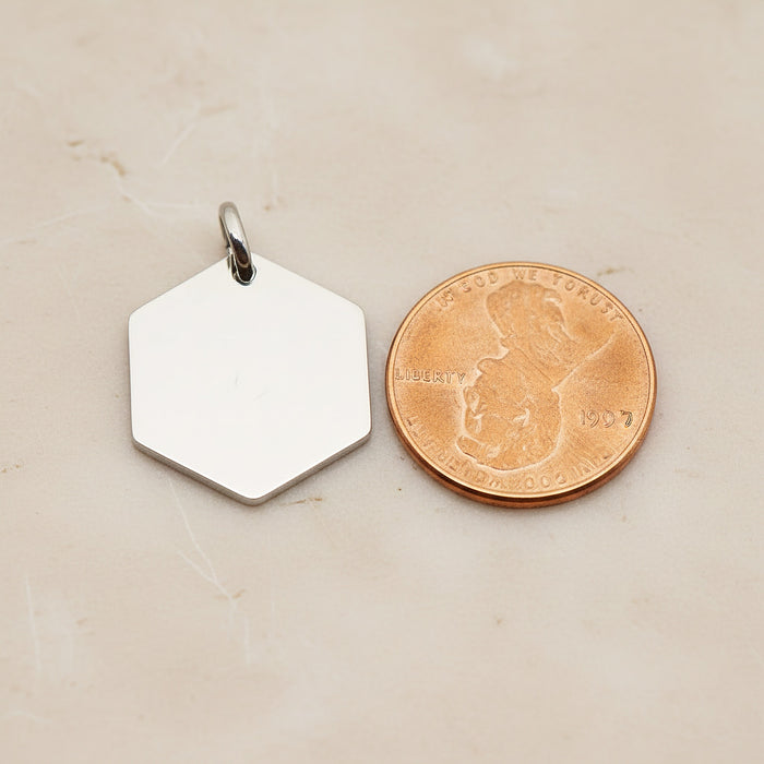 Hexagon Surgical Steel 16mm Pendant, 2 Pc - detail view 1 (SG.017)