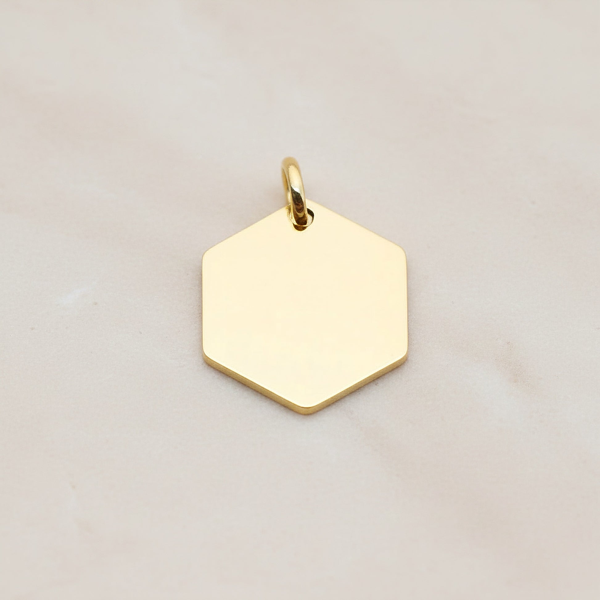 Hexagon Surgical Steel 16mm Pendant, 2 Pc - Gold NO ENGRAVING (SG.017)