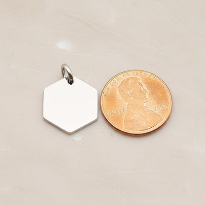 Hexagon Surgical Steel 14mm Pendant, 2 Pc - detail view 1 (SG.016)