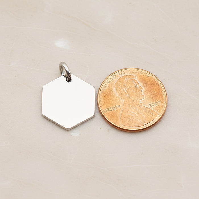 Hexagon Surgical Steel 14mm Pendant, 2 Pc - detail view 1 (SG.016)