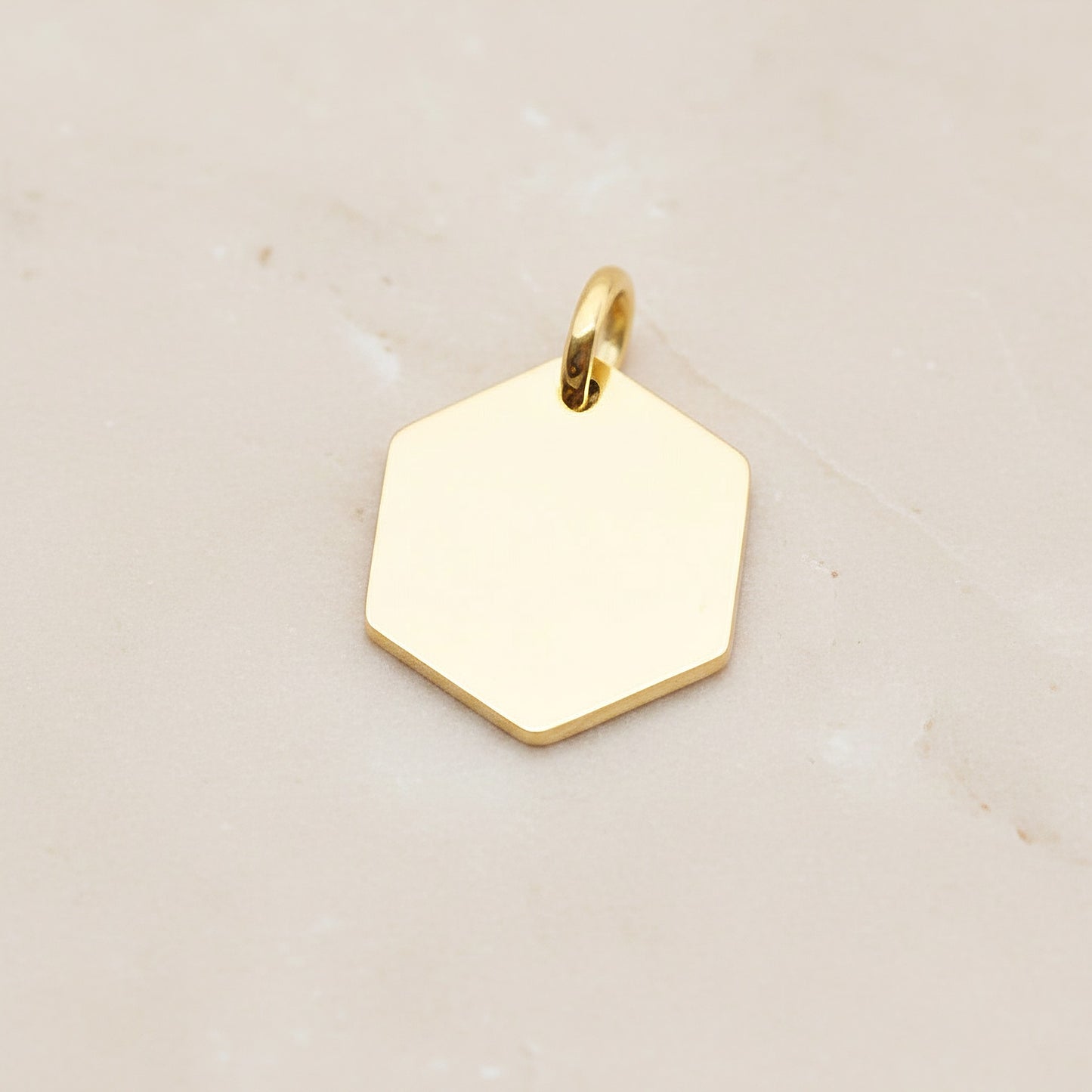 Hexagon Surgical Steel 14mm Pendant, 2 Pc - Gold NO ENGRAVING (SG.016)