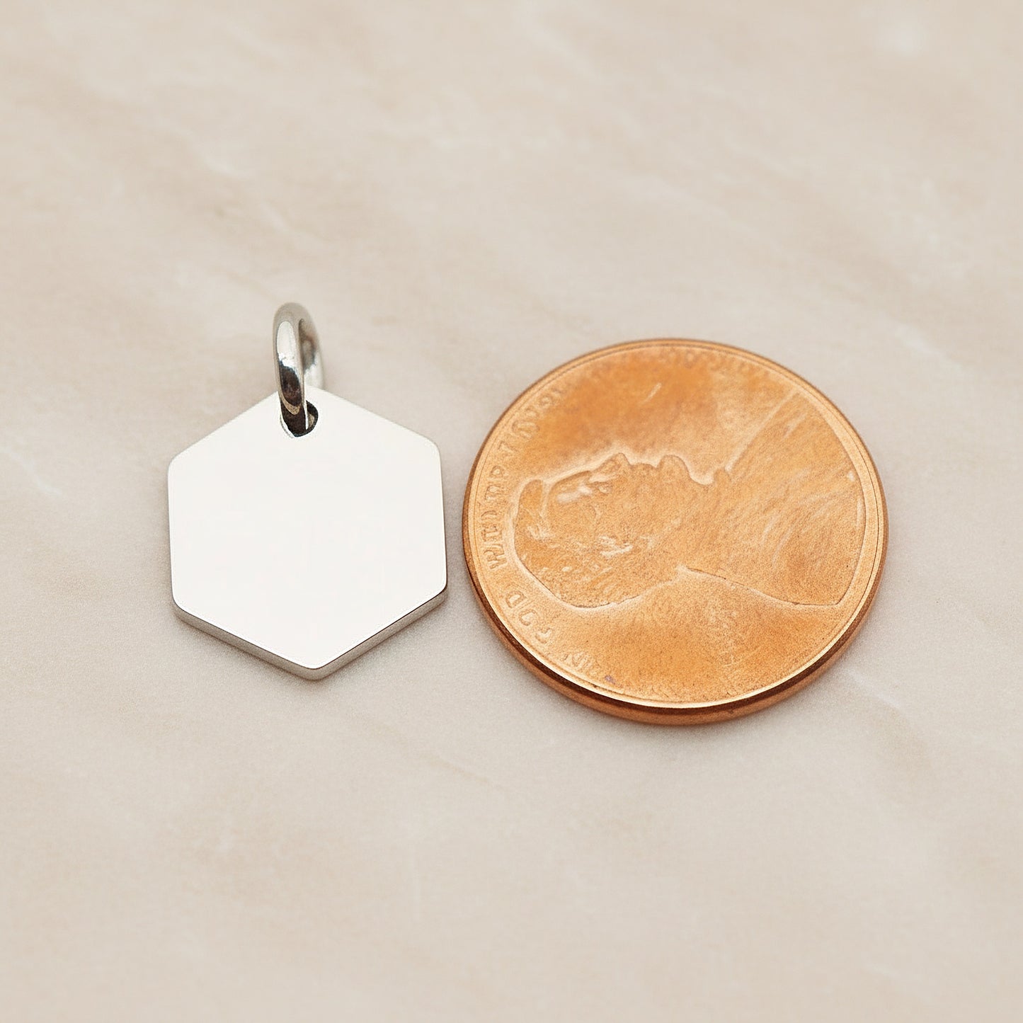 Hexagon Surgical Steel 12mm Pendant, 2 Pc - detail view 1 (SG.015)